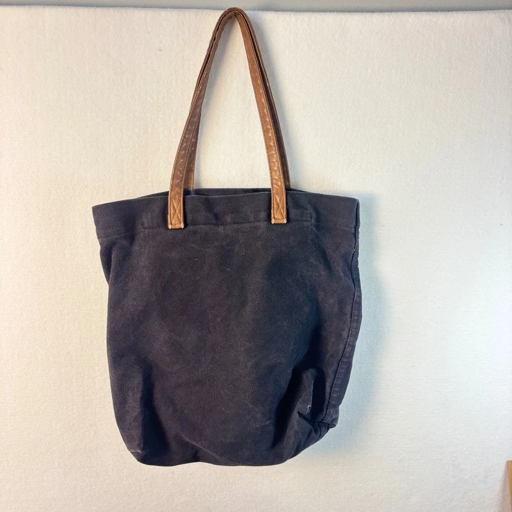 Mary & Martha It Is Well Embroidered Canvas Tote Bag Black Floral Christian